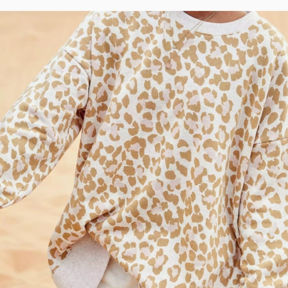 NWT Aerie Oversized Leopard Print Desert Sweatshirt